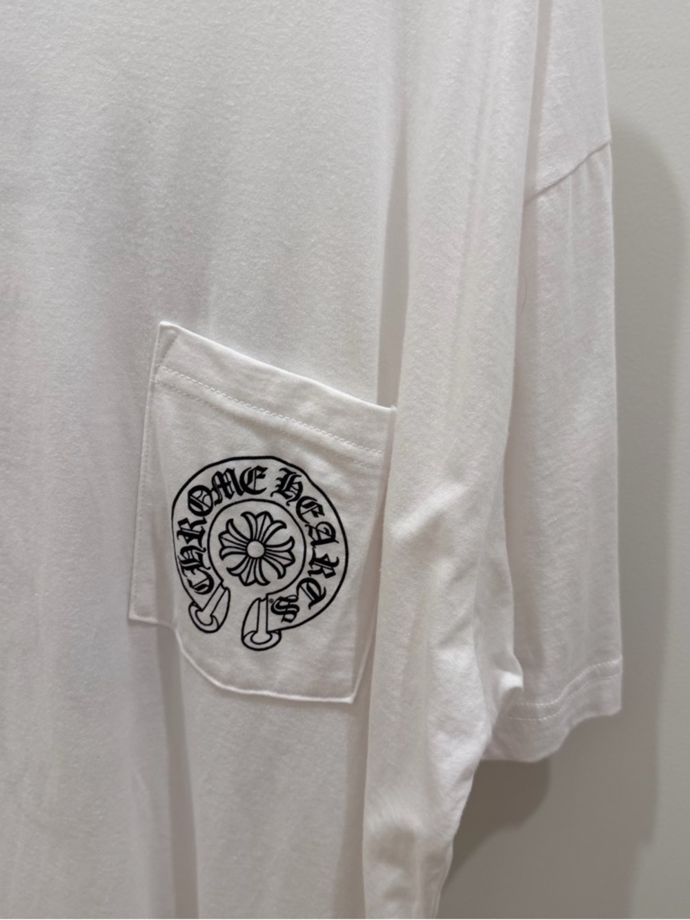 Chrome Hearts White Short-Sleeve Pocket Tee with Black Logo - Picture 2 of 13